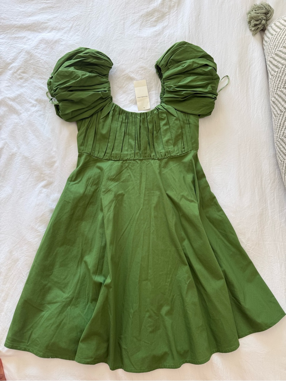 Abercrombie & Fitch Olive Green Puff-Sleeve Mini Dress